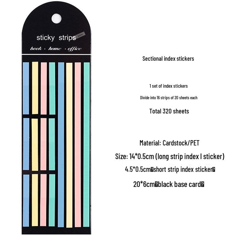 Fluorescent PET Waterproof Sticky Notes, Extra-Thin Long Tabs, 300 Pieces, Convenient Key Point Markers.