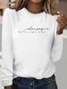 100 COTTON Women's letter print Warm base for autumn and winter Cross Printed T-shirt Casual Round Neck Long Sleeve Top