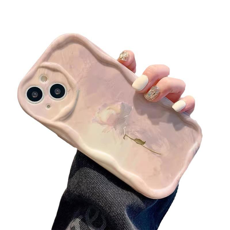 Applicable To Apple 15promax Mobile Phone Case IPhone 14  13 Gradient Oil Painting Rose Silicone Soft Shell