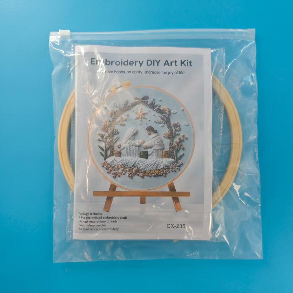 Christmas Embroidery Christmas Nativity Needlework Patterns Kits With Hoop Easy Thread Crafting Needle For Beginners Girls Kids
