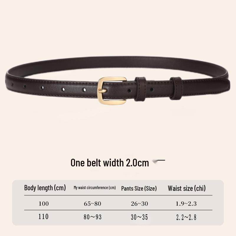 2026 Women s Retro Thin Leather Belt with Alloy Buckle - Versatile & Stylish 105cm