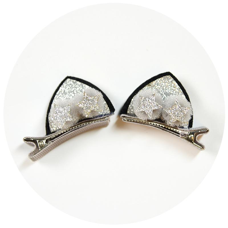 Stereo-sequin Cat Rabbit Ears Clip Cute Kids Bb Pair Clip New Cartoon Bow Top Clip