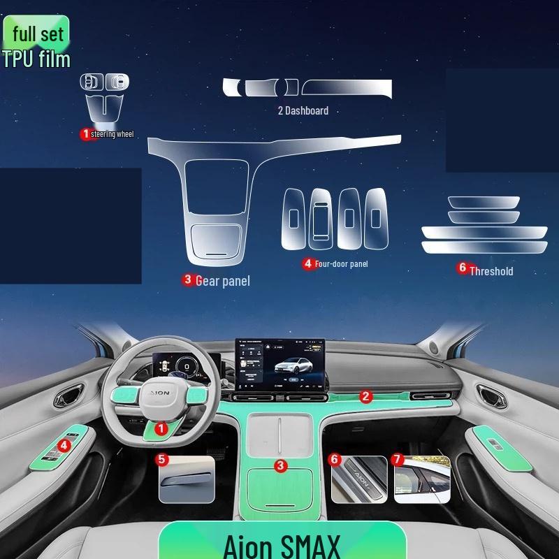 Transparent TPU Interior Film for 2021-2025 GAC Aion V Plus Console and Door Panels