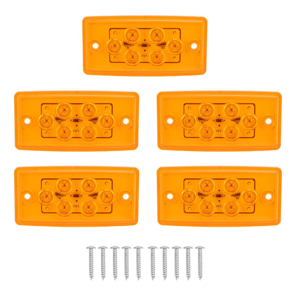 5 Pcs 12V LED Marker Lights Amber IP65 Waterproof Side Indicator Clearance Lamp for Truck RV Yacht