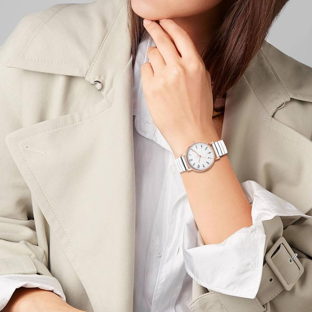 Stainless Steel Bracelet Cute and Stylish Analog One Size Fits Quartz White Perfect Gift for Day Women's Watch, Waterproof Display, Most, Movement, -
