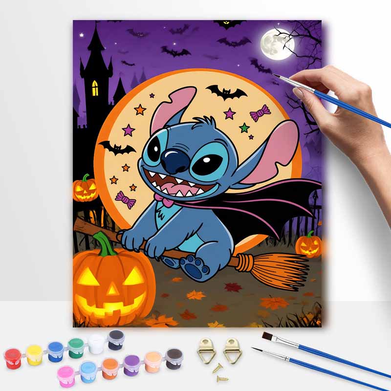 Disney Digital Oil Painting Halloween Stitch Hand Painting Home Decoration Painting