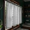 Perdea de fereastră retro în carouri, Draperie de fereastră filtrantă pentru lumină, Perdea decorativă rustică transparentă pentru fereastra bucătăriei, cafenelei, dormitorului, sufrageriei