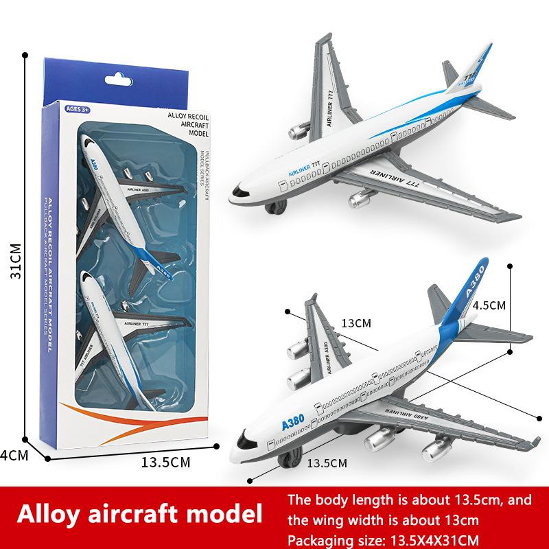 1/2Pcs Inertia Airplane Airliner Toys Children Simulation Alloy Pull Back Airplane Toy Model Boys Gift Desktop Ornament