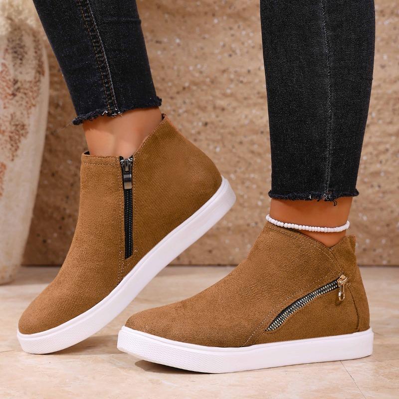 Side Zipper Platform Boots 2025 Winter New Plus Size Round Toe Ankle Boots for Women