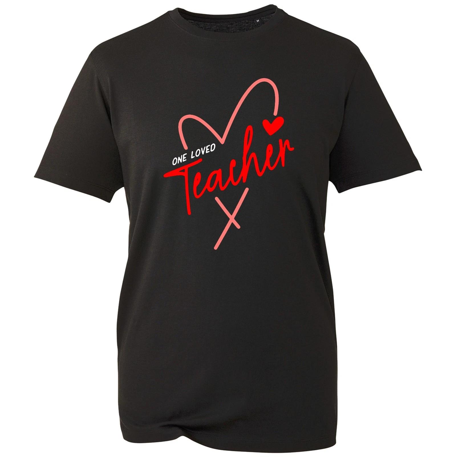 One Loved Teacher Cute Groovy Heart Valentine’s Day Unisex School Gift T-Shirt S