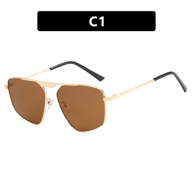 Metal Single Beam Irregular Polygonal Sunglasses Large Frame Women'S Sunglasses Photo Beach Sunshade Sunglasses