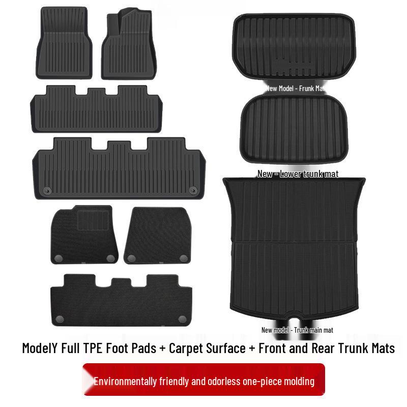 Right-Hand Drive Tesla Model Y/3 Refresh Foot Pad Carpet for Hong Kong - Front & Rear Trunk