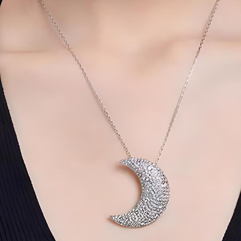 Swarovski Sublima LUNA Crescent Gold Plated Necklace Men and Women Same Style Couple Style Silver 5674895