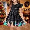 Lässiges Kinderkleid mit weihnachtlichem Aufdruck für die Feiertagsparty und den Alltag
