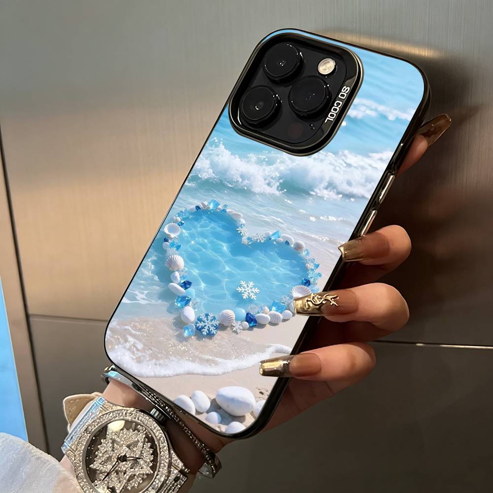 Blue Butterfly Ocean wave  Phone Case For IPhone17  16 11 12 13 14 15 16 Pro Max Plus Cover Colored Silver Funda Bumber