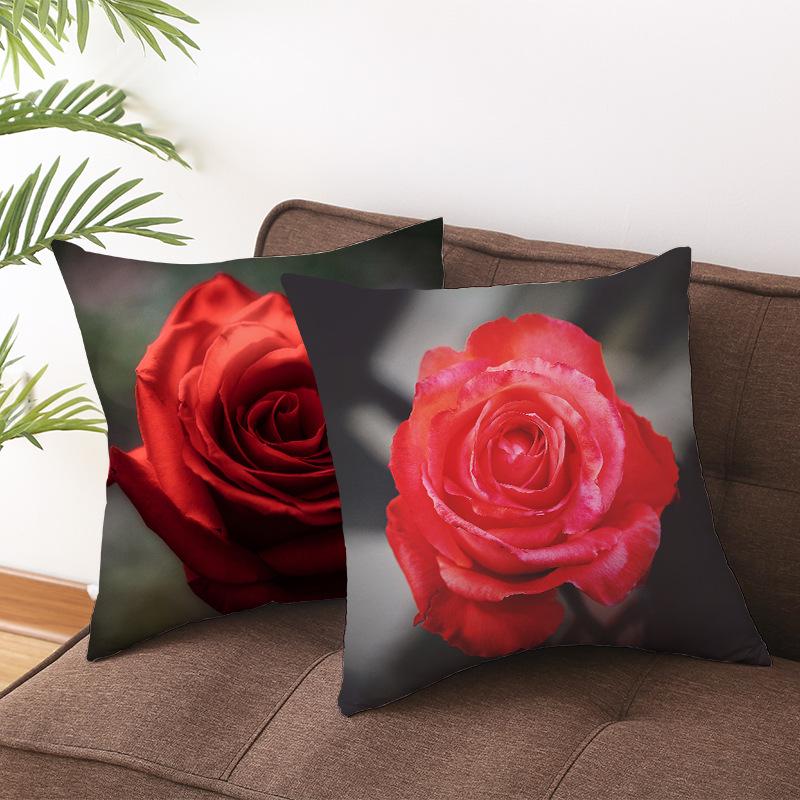 Black Rose Peach Skin Pillow Cover Car Pillow Cover Sofa Cushion Cover for Home Use
