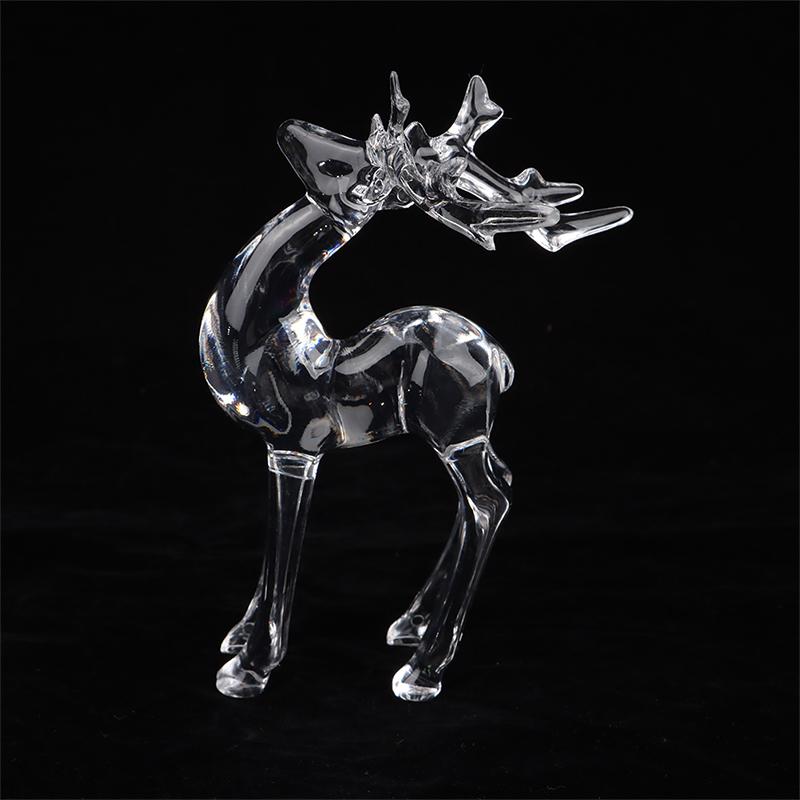 1Pc  Deer Figurines Desktop Ornament Transparent Elk Reindeer Sculpture