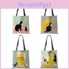 Korean Customized Print Cartoon Cat Tote Bag For Women Reusable Shoulder Bags For Groceries Folding Travel School Bags Pouch