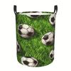 1pc Soccer Pattern Foldable Laundry Basket | Hamper with Handles for Clothes & Storage, Sporty Design, Home Organization, Playful Storage, Collapsible