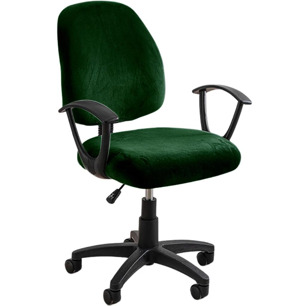 Stretch Elastic Velvet 2 Piece Universal Computer Chair Seat Cover Rotating Office Chair Slipcover