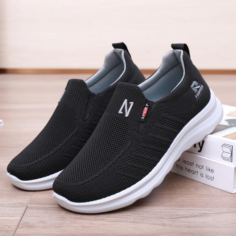 

Обувь для папы, удобная мягкая подошва, спортивная обувь с одной педалью, повседневная дышащая рабочая обувь, старая пекинская тканевая обувь, мужская прогулочная обувь 39 чёрный