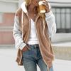 Women's Loose Large Size Hooded Zip Jacket Multicolor Paneled Plush Coat