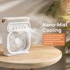 Misting Desktop Fan, Portable Cooling Fan with Water Spray, 450ml Tank ,Timer, Ambient Light, 3 Speed USB Rechargeable Mini Fan for Home Office Travel
