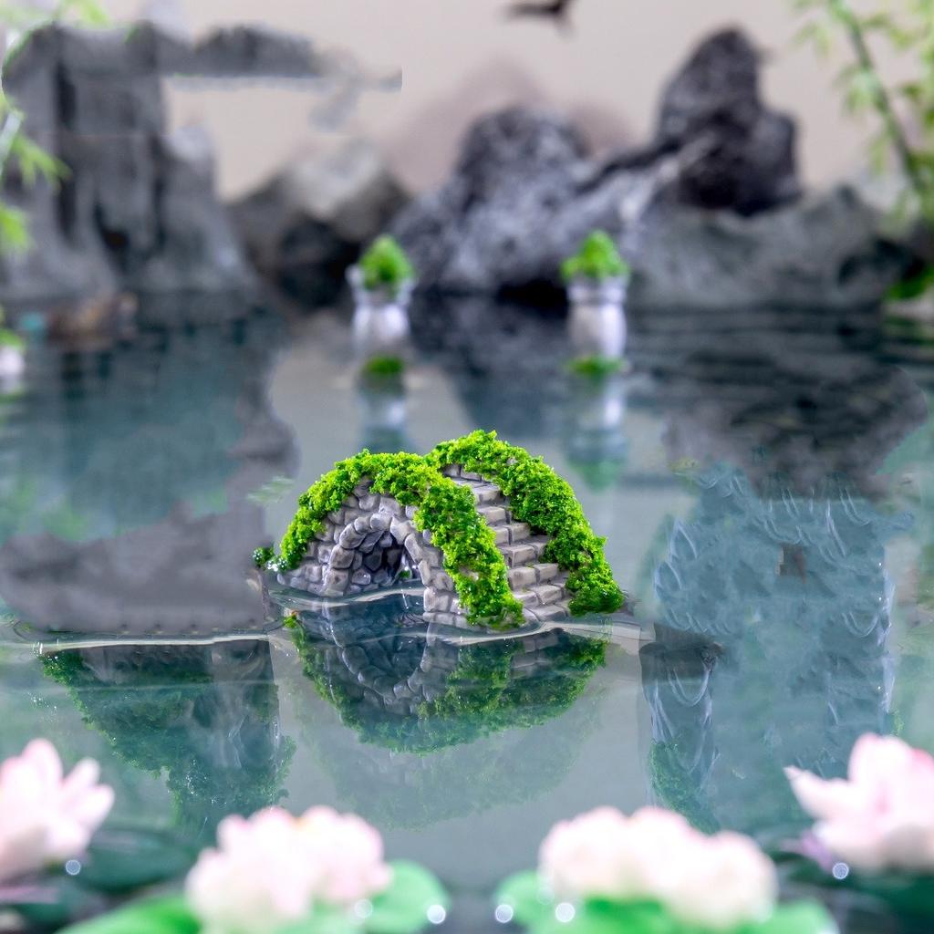 Moss Micro Landscape Jiangnan Chinese Ancient Architecture Pavilion Bridge Rockery Scenery DIY Horticultural Eco-Bottle Decor