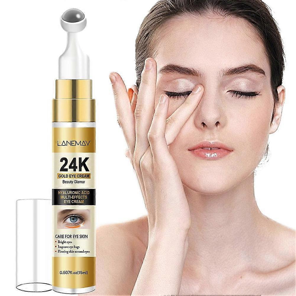 24K Gold Eye Cream with Rollerball - Hydrating Smooth Dark Circles Fine Lines