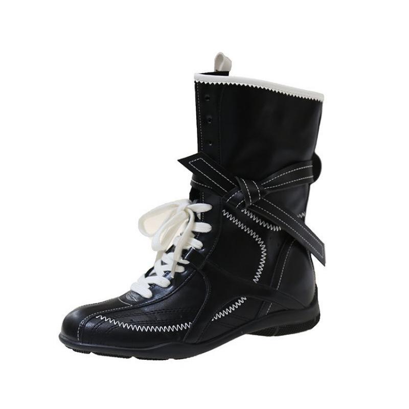 Casual retro versatile inner height-increasing Martin boots women's 2025 new versatile British style round head lace-up sports short boots
