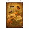 Vintage Metal Tin Sign 12x8 Inch Bees & Poppies Floral Wall Art Retro Farmhouse Iron Plaque Easy to Hang Home Decor