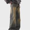 Jeans Men's Loose Straight Wide Legs American High Street Vibe Pants Trendy Brand Ruffian Handsome Trousers Washed and Wear-resistant