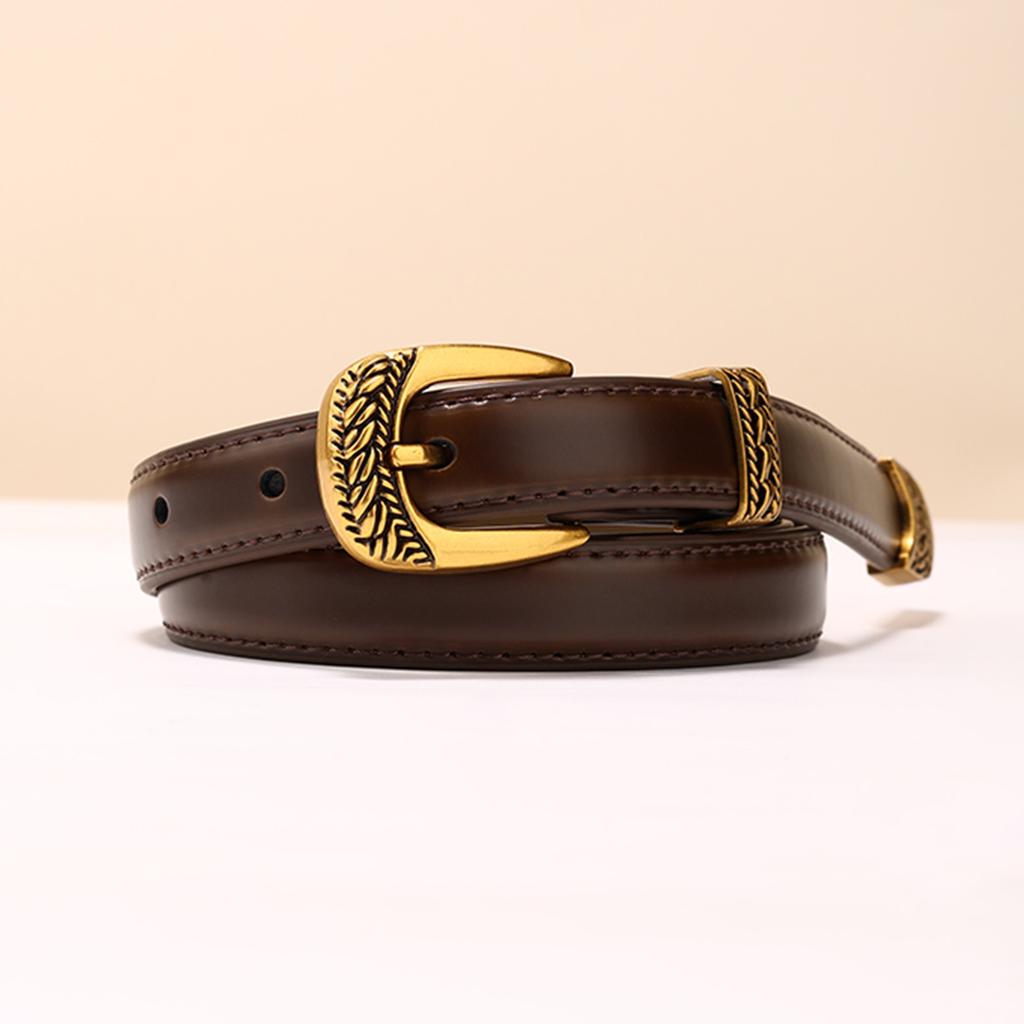 Damski Pasek z Prawdziwej Skóry Gładka Klamra Damski Cienki Pasek Modne Jeansy Spodnie Casual Sukienka Dekoracyjna Spódnica Damska