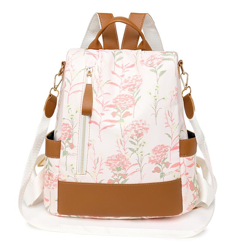 Fashion Color Blocking PU Leather Backpacks Multi Function Anti Theft Design Women's Backpack Large Capacity Leisure Travel Bags