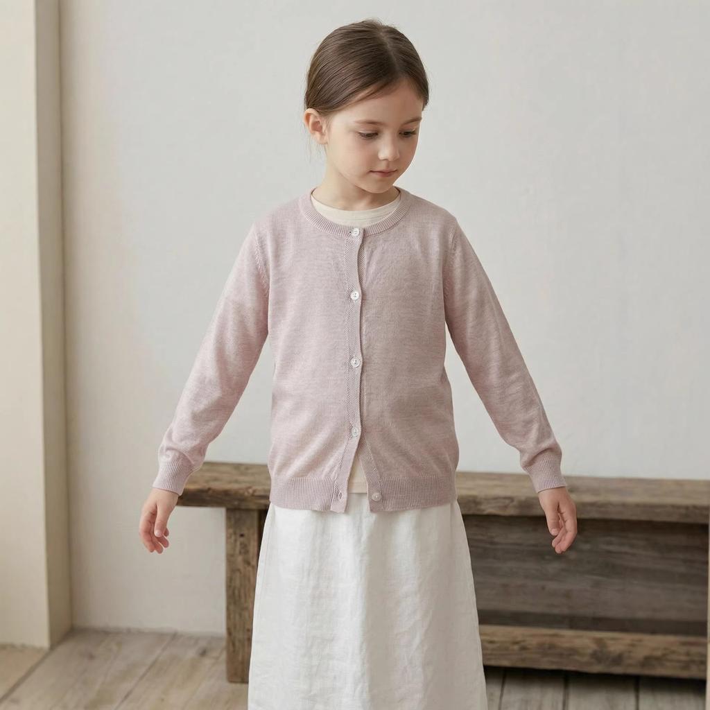 Kids 100 Lyocell Knit Cardigan Casual Children Outerwear Unisex For Boys And Girls