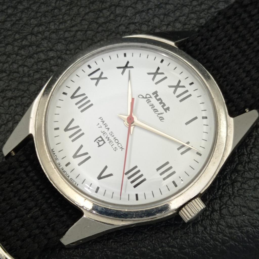 HAND-WINDING VINTAGE HMT JANATA INDIAN MENS WHITE COLOR DIAL WATCH a700043-5 R201-a700043