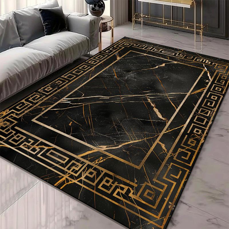 Modern Living Room Decoration Thick Short Plush Area Rug Luxury Marble Pattern Carpet Non-slip Bedroom Lounge Sofa Floor Mat