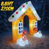 8.85FT Inflatable Toy Gingerbread House Arch Xmas Yard Decoration LED Lit Christmas Supplies Home Decor Ornament Festive Gift