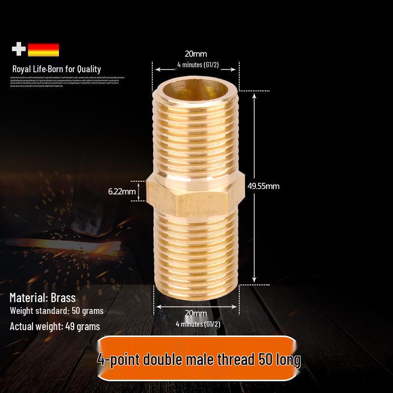 All-Copper Male Thread Direct Coupling, Short To Extended Thread, 4-Point To 6-Point, 1-Inch Inlet Pipe Reducing Joint