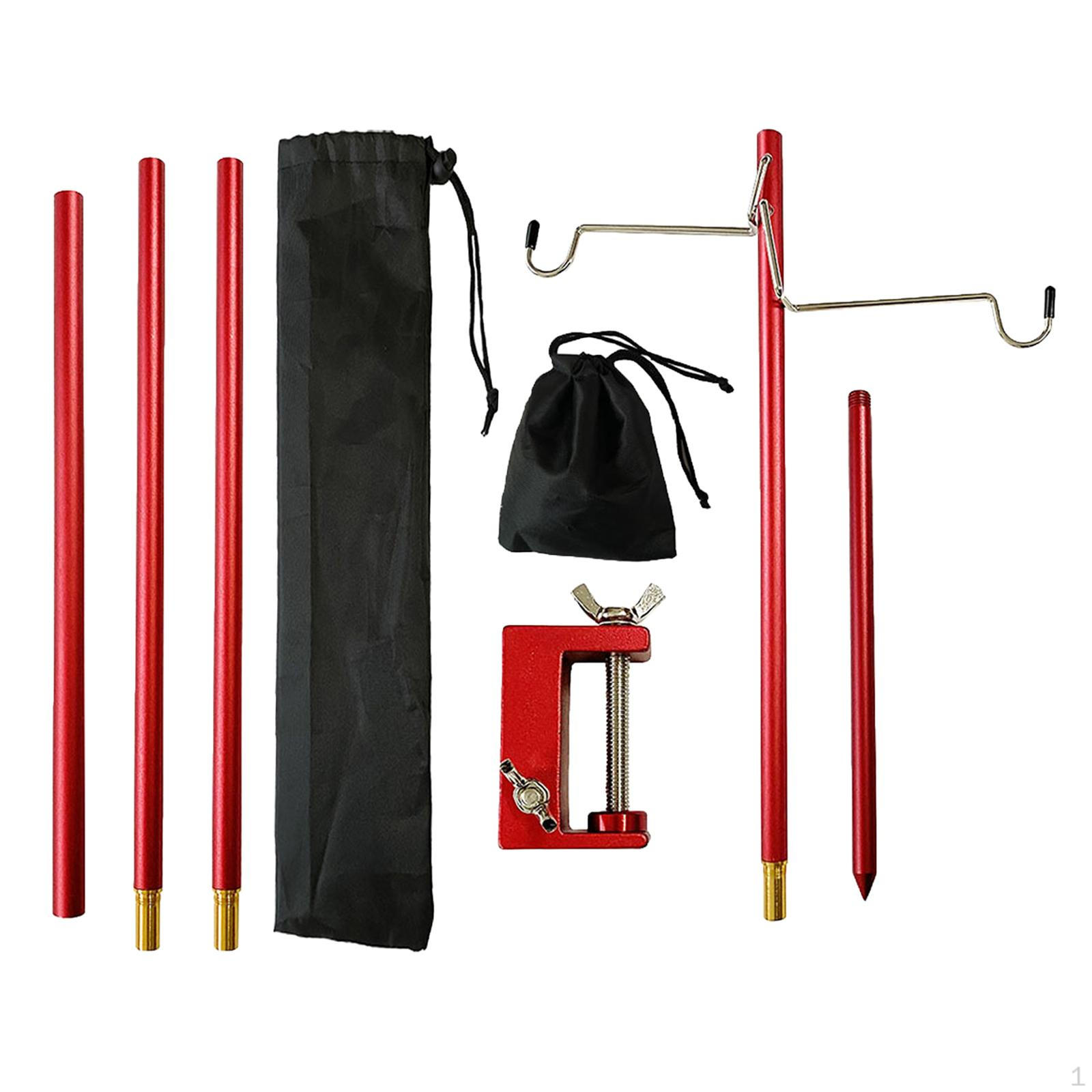 Lamp Bracket Camping Double Hook Collapsible Lightweight Adjustable Storage Bag Lantern Stand
