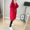 Loose V-neck Mid-length Knitted Cardigan for Women Diamond-shaped Twisted Sweater Coat Solid-color Casual Long-sleeved Cardigan