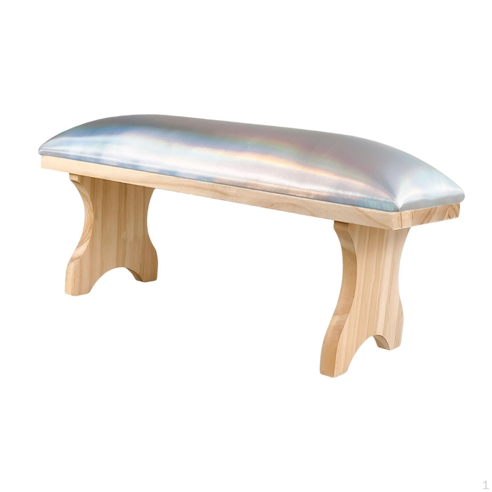

Hand Rest for Nail Manicure Stand Anti Slip Wooden Leg Arm Cushion PU Leather silver