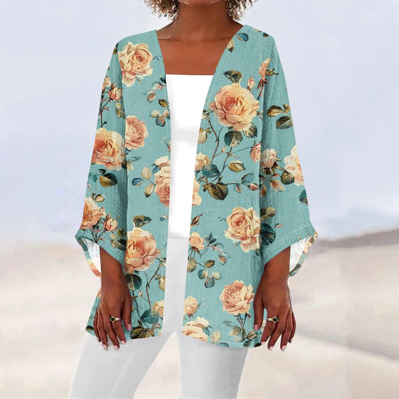 

Women s Casual Fashion Caot Retro Printed Lightweight Medium Length Jacket Cardigan XXXL