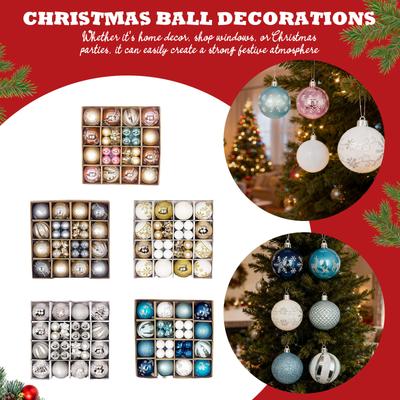 New Christmas Ball Decoration Gift Box Set Painted Electroplated 44pcs Round Ball Special-shaped Christmas Ball Pendant