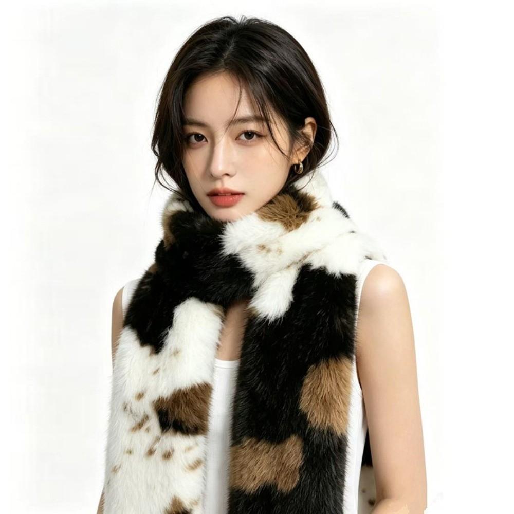 Skin Friendly Winter Faux Fur Scarf Soft Texture Long Fluffy Muffler  Outdoor Skiing