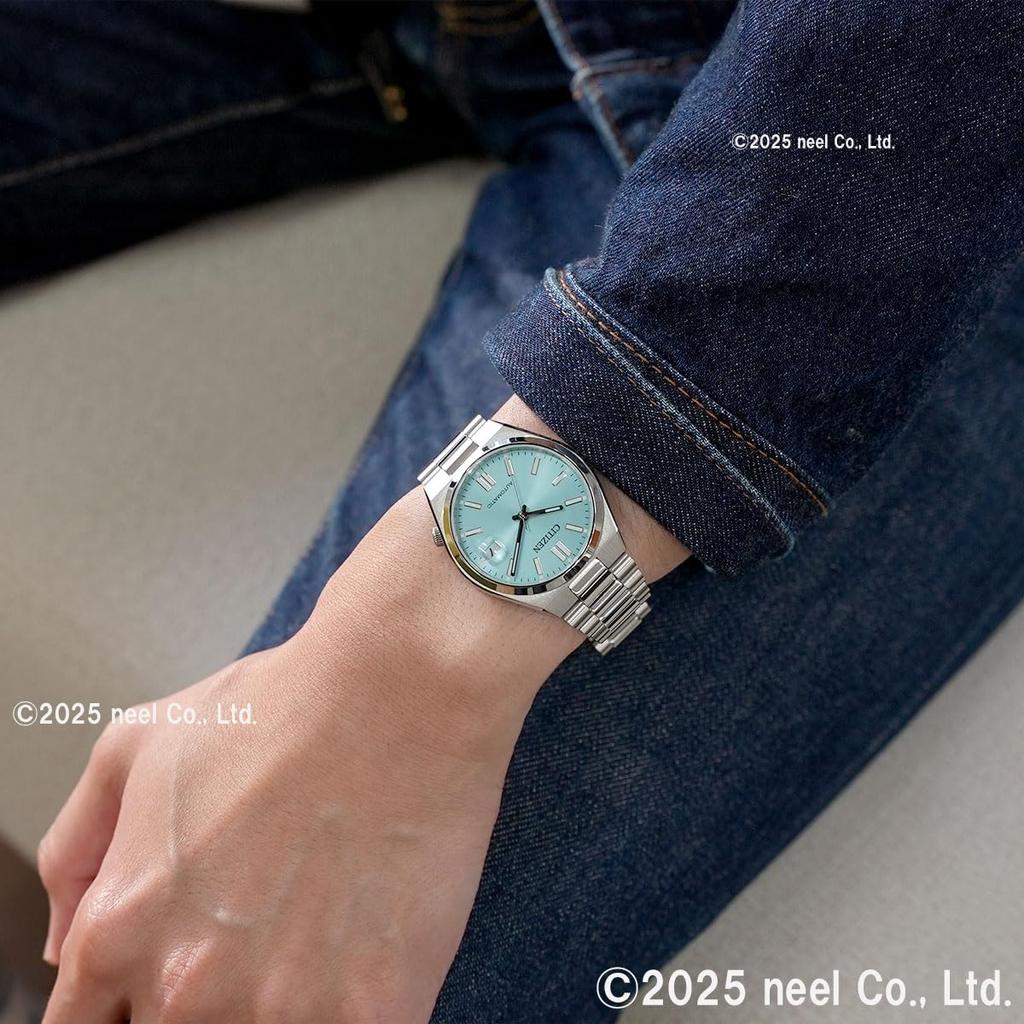 Citizen Waterproof Mechanical 37mm Automatic with Date Ice Light Simple Luxury Style NJ0200-50L Men's Watch, See-Through Back, Display, Blue, Blue,