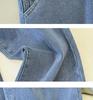 Women's Light Blue Plush Elastic Waist Wide-Leg Jeans, 2025 Spring/Autumn, Thickened, 9/10 Straight Leg.