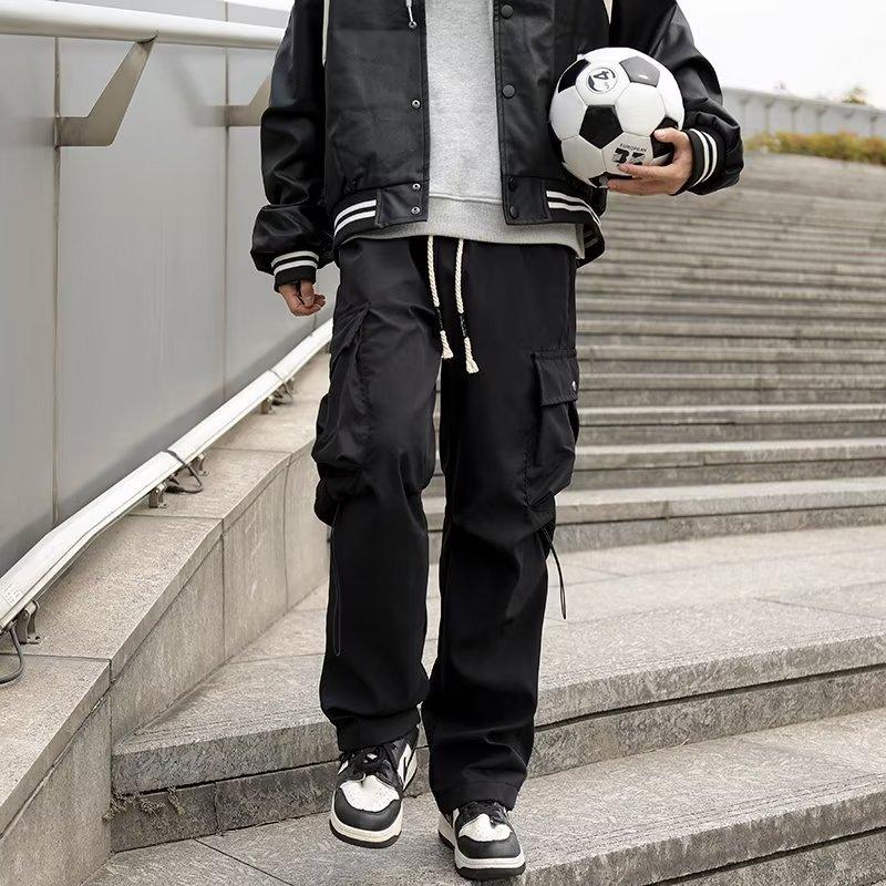 Multi-pocket Overalls Men's Autumn New High Street Ins Trendy Brand Loose Straight Trousers Fashion Ruffian Handsome Casual Trousers