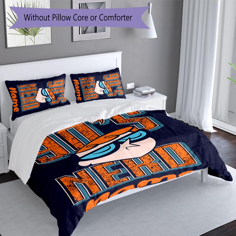 3pcs Custom Name Dexter's Laboratory Set,Includes 1 Duvet Cover and 2 Pillowcases,All-season Bedroom Decor
