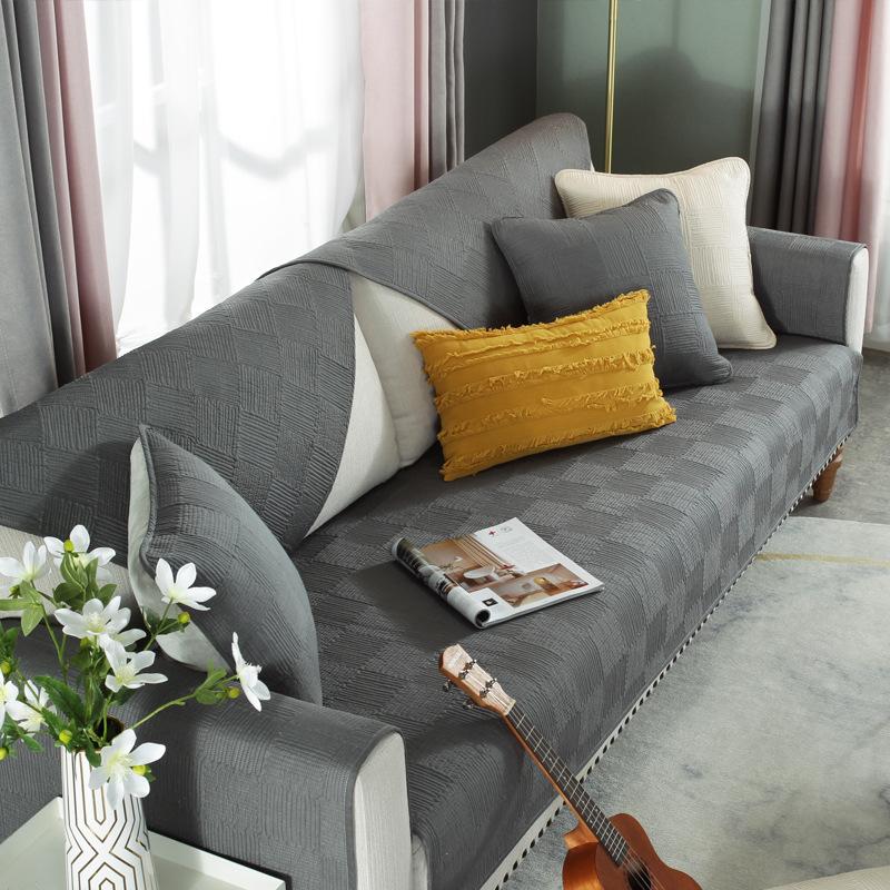 Summer Pure Cotton Sofa Cushion Fabric Simple Four-season Universal Cotton Non-slip Cushion Modern Sofa Cover Cover